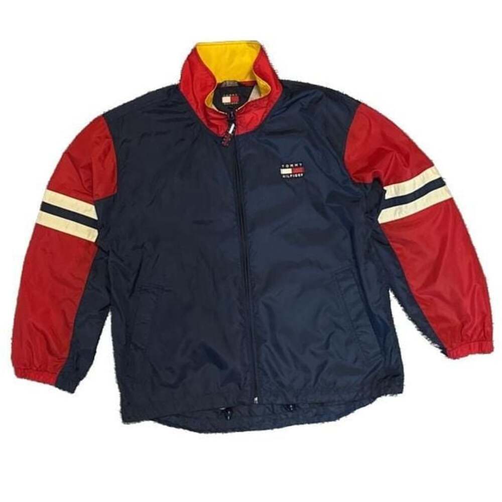 Youth XL Vintage 90s Tommy Hilfiger Red, White, and Blue Windbreaker Jacket